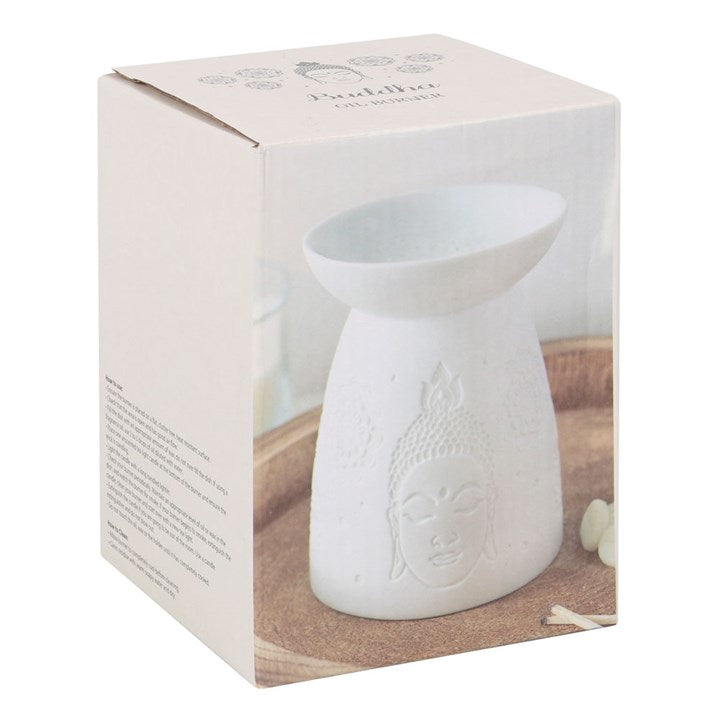 White Ceramic Buddha Face Oil Burner and Wax Warmer