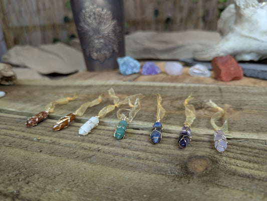 Tree hanging crystals