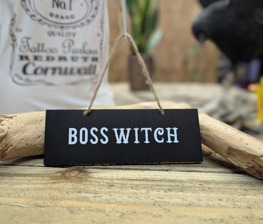 Boss Witch hanging sign
